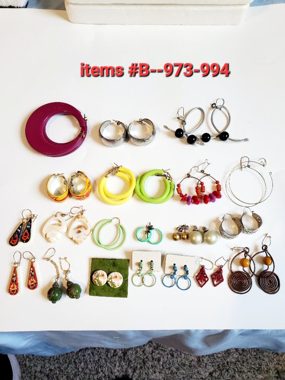 22 Pair of Pierced Earrings, items # B -973-994,.  wt. 116 grams.